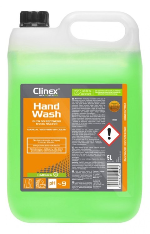 Płyn CLINEX HandWash, do ręcznego mycia naczyń, 5l Płyn CLINEX HandWash, do ręcznego mycia naczyń, 5l