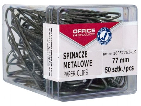 Spinacze metalowe OFFICE PRODUCTS, 77mm, w pudełku, 50szt., srebrne Spinacze metalowe OFFICE PRODUCTS, 77mm, w pudełku, 50szt., srebrne