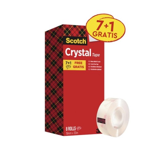 Taśma biurowa SCOTCH® Crystal (6-1933R8), 19mm, 33m, 7szt., 1 rolka GRATIS Taśma biurowa SCOTCH® Crystal (6-1933R8), 19mm, 33m, 7szt., 1 rolka GRATIS