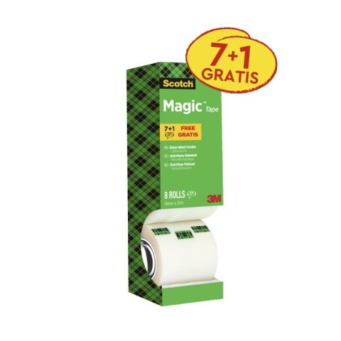 Taśma biurowa SCOTCH® Magic™ (9-1933R8), matowa, 19mm, 33m, 7szt., 1 rolki GRATIS Taśma biurowa SCOTCH® Magic™ (9-1933R8), matowa, 19mm, 33m, 7szt., 1 rolki GRATIS