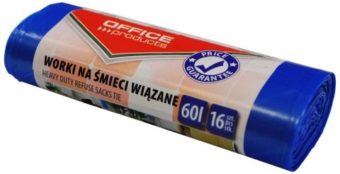 Worki na śmieci wiązane OFFICE PRODUCTS, premium (LDHD), 60L, 16szt., niebieskie Worki na śmieci wiązane OFFICE PRODUCTS, premium (LDHD), 60L, 16szt., niebieskie