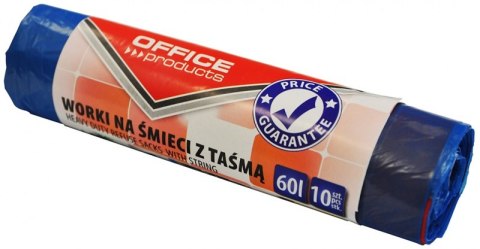 Worki na śmieci z taśmą OFFICE PRODUCTS, premium (LDHD), 60L, 10szt., niebieskie Worki na śmieci z taśmą OFFICE PRODUCTS, premium (LDHD), 60L, 10szt., niebieskie