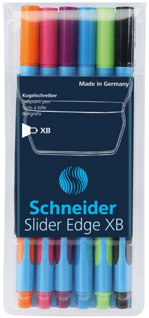 Zestaw długopisów w etui SCHNEIDER Slider Edge, XB, 6 szt., miks kolorów Zestaw długopisów w etui SCHNEIDER Slider Edge, XB, 6 szt., miks kolorów