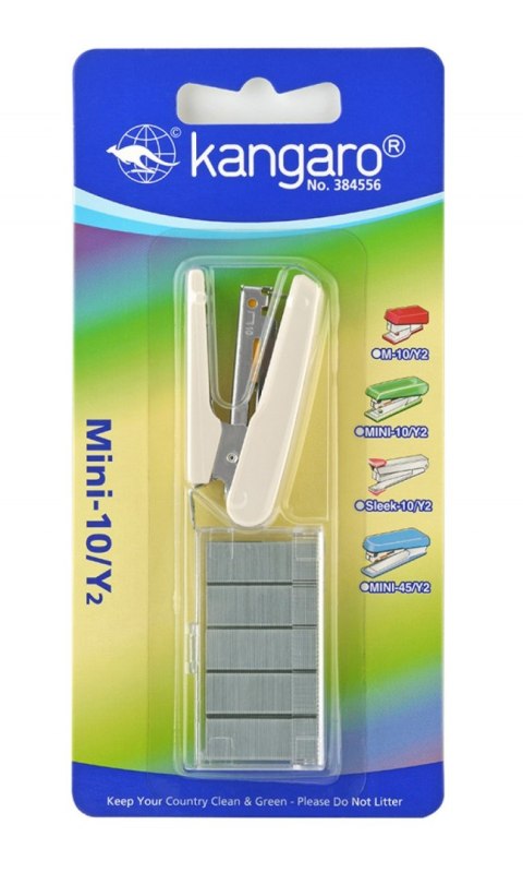 Zszywacz KANGARO Mini-10/Y2+zszywki, zszywa do 10 kartek, blister, beżowy Zszywacz KANGARO Mini-10/Y2+zszywki, zszywa do 10 kartek, blister, beżowy