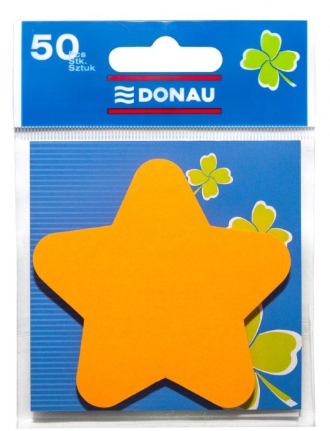 Bloczek samoprzylepny DONAU, 1x50 kart., gwiazdka, zawieszka, pomarańczowy Bloczek samoprzylepny DONAU, 1x50 kart., gwiazdka, zawieszka, pomarańczowy