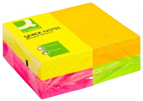 Bloczek samoprzylepny Q-CONNECT Rainbow, 127x76mm, 4x3x100k, neon, mix kolorów Bloczek samoprzylepny Q-CONNECT Rainbow, 127x76mm, 4x3x100k, neon, mix kolorów