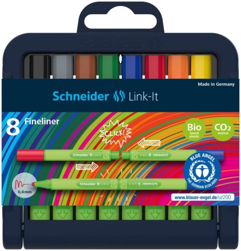 Flamaster SCHNEIDER Link-It, 1,0mm, stojak - podstawka, 8szt. mix kolorów Flamaster SCHNEIDER Link-It, 1,0mm, stojak - podstawka, 8szt. mix kolorów