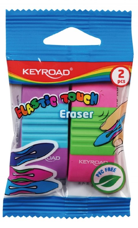 Gumka uniwersalna KEYROAD Elastic Touch, 2szt., zawieszka, mix kolorów Gumka uniwersalna KEYROAD Elastic Touch, 2szt., zawieszka, mix kolorów