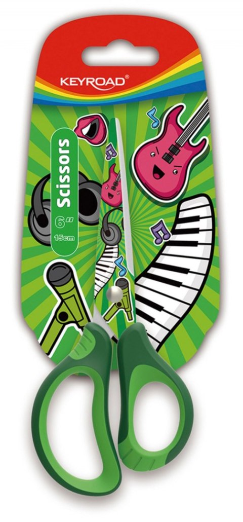 Nożyczki szkolne KEYROAD Tatto Soft, 15cm, blister, mix kolorów Nożyczki szkolne KEYROAD Tatto Soft, 15cm, blister, mix kolorów