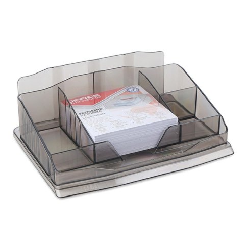 Przybornik na biurko OFFICE PRODUCTS, z karteczkami, plastik, dymny Przybornik na biurko OFFICE PRODUCTS, z karteczkami, plastik, dymny
