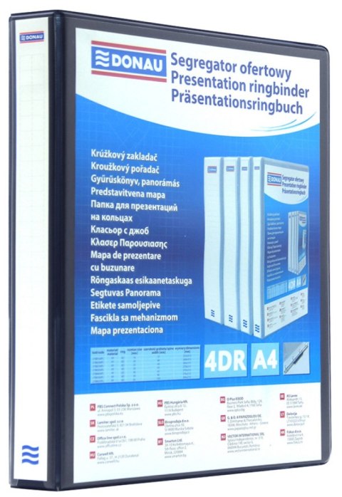 Segregator ofertowy DONAU, PP, A4/4RD/30, czarny Segregator ofertowy DONAU, PP, A4/4RD/30, czarny