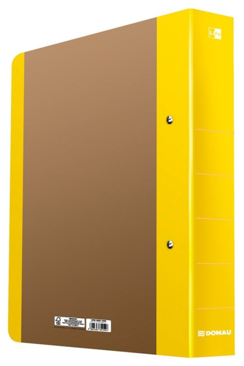 Segregator ringowy DONAU Life, A4/2RD/50mm, żółty Segregator ringowy DONAU Life, A4/2RD/50mm, żółty