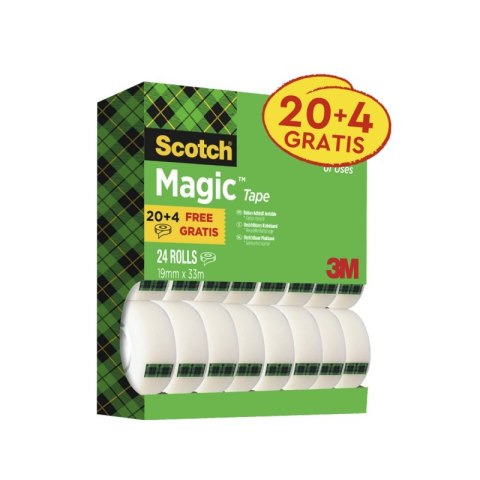 Taśma biurowa SCOTCH® Magic™ (8-1933R24TPR), matowa, 19mm, 33m, 24szt.