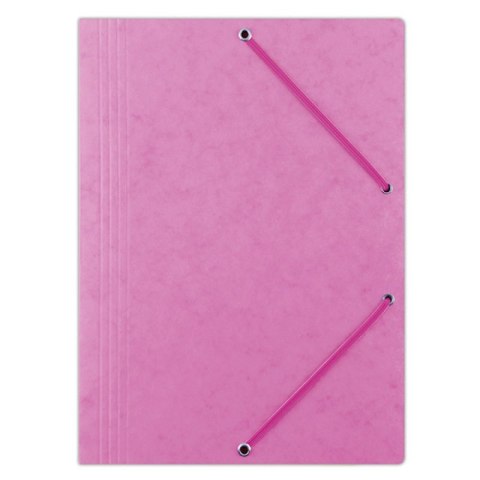 Teczka z gumką OFFICE PRODUCTS, preszpan, A4, 390gsm, 3-skrz., różowa Teczka z gumką OFFICE PRODUCTS, preszpan, A4, 390gsm, 3-skrz., różowa