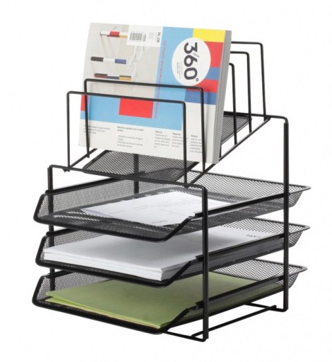 Zestaw na biurko Q-CONNECT Office Set, metalowy, z sorterem dokumentów, 3 szufladki, czarny Zestaw na biurko Q-CONNECT Office Set, metalowy, z sorterem dokumentów, 3 szufladki, czarny