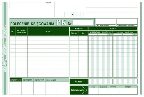 Polecenie księgowania PK A5, 80 kartek offset, 10-439-3 DOTTS