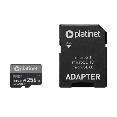 Karta pamięci Micro SDhc + adapter 256GB class10 UIII A2 90MB/s Platinet PMMSDX256UIII Karta pamięci Micro SDhc + adapter 256GB class10 UIII A2 90MB/s Platinet PMMSDX256UIII