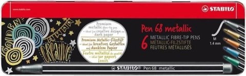 STABILO PEN 68 metallic etui metalowe 6 szt 6806/8-32 STABILO PEN 68 metallic etui metalowe 6 szt 6806/8-32