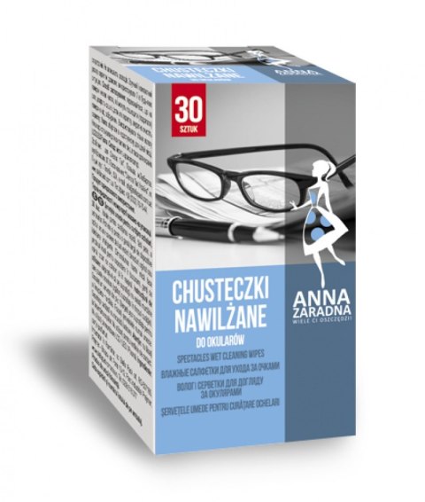 Chusteczki nawilżane ANNA ZARADNA, do okularów, 30 saszetek, białe chusteczki Chusteczki nawilżane ANNA ZARADNA, do okularów, 30 saszetek, białe chusteczki