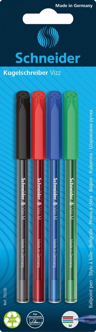 Długopis SCHNEIDER VIZZ, M, 4szt., blister, mix kolorów Długopis SCHNEIDER VIZZ, M, 4szt., blister, mix kolorów