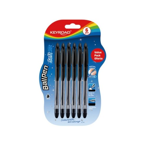 Długopis klasyczny KEYROAD Ball Pen Soft Jet, 0,7 mm, 6 szt., blister, czarny Długopis klasyczny KEYROAD Ball Pen Soft Jet, 0,7 mm, 6 szt., blister, czarny