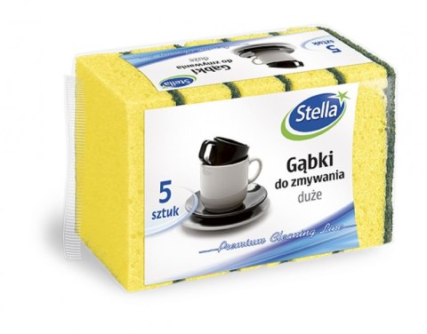 Gąbki do zmywania STELLA, duże, 5 szt., pianka mix kolorów, czarna fibra Gąbki do zmywania STELLA, duże, 5 szt., pianka mix kolorów, czarna fibra