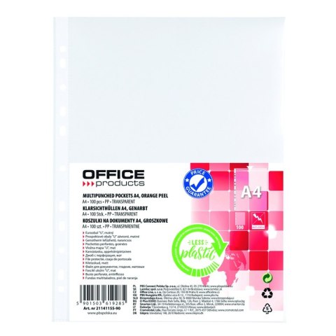 Koszulki na dokumenty OFFICE PRODUCTS, PP, A4, groszkowe, 100szt. Koszulki na dokumenty OFFICE PRODUCTS, PP, A4, groszkowe, 100szt.