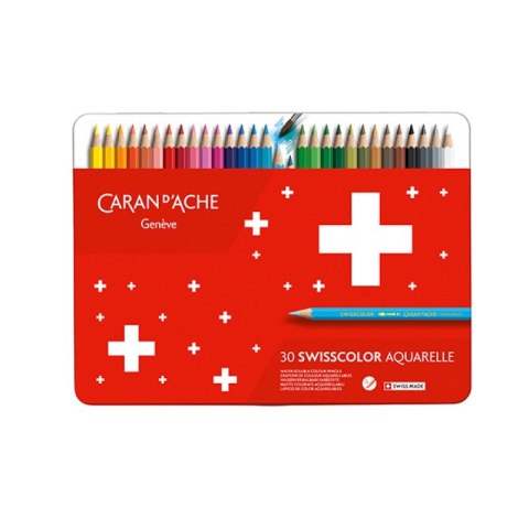 Kredki CARAN D'ACHE Swisscolor Aquarelle, z efektem akwareli, sześciokątne, 30szt., mix kolorów Kredki CARAN D'ACHE Swisscolor Aquarelle, z efektem akwareli, sześciokątne, 30szt., mix kolorów