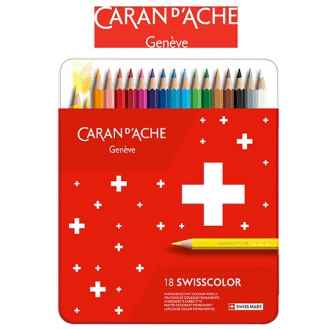 Kredki CARAN D'ACHE Swisscolor, metalowe pudełko, 18 szt. Kredki CARAN D'ACHE Swisscolor, metalowe pudełko, 18 szt.