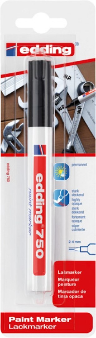 Marker olejowy e-750/1 BL EDDING, 2-4mm, blister, czarny Marker olejowy e-750/1 BL EDDING, 2-4mm, blister, czarny
