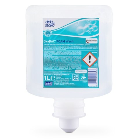 Mydło antybakteryjne w pianie DEB Oxybac Foam Wash, zapas do dozownika, 1000ml Mydło antybakteryjne w pianie DEB Oxybac Foam Wash, zapas do dozownika, 1000ml