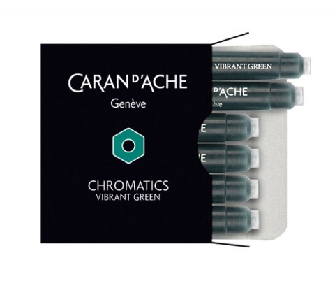 Naboje CARAN D'ACHE Chromatics Vibrant Green, 6szt., ciemonozielone Naboje CARAN D'ACHE Chromatics Vibrant Green, 6szt., ciemonozielone