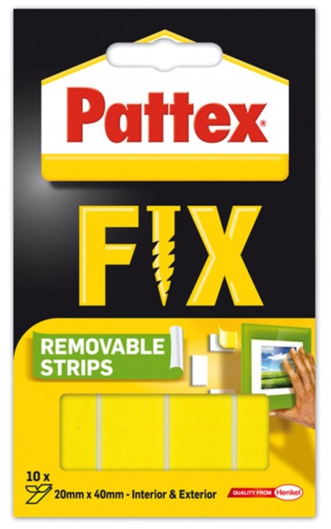 Paski montażowe usuwalne PATTEX FIX, 10*40mm x 20mm Paski montażowe usuwalne PATTEX FIX, 10*40mm x 20mm