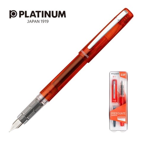 Pióro wieczne Platinum Prefounte Vermilion Orange, F, w plastikowym opakowaniu, na blistrze, pomarańczowe Pióro wieczne Platinum Prefounte Vermilion Orange, F, w plastikowym opakowaniu, na blistrze, pomarańczowe