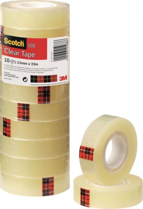 Taśma biurowa ekonomiczna SCOTCH® (508), 15mm, 33m, 10szt., transparentny żółty Taśma biurowa ekonomiczna SCOTCH® (508), 15mm, 33m, 10szt., transparentny żółty