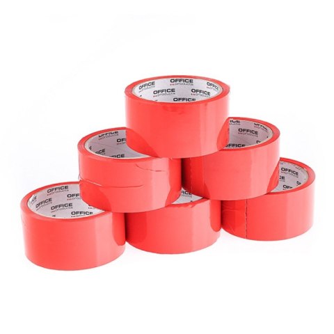 Taśma pakowa OFFICE PRODUCTS, 48mm x 50y, 36mic, EAN na 1szt., czerwona Taśma pakowa OFFICE PRODUCTS, 48mm x 50y, 36mic, EAN na 1szt., czerwona