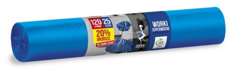 Worki na śmieci ANNA ZARADNA, supermocne, 120 l, niebieskie, 25 szt., niebieski Worki na śmieci ANNA ZARADNA, supermocne, 120 l, niebieskie, 25 szt., niebieski