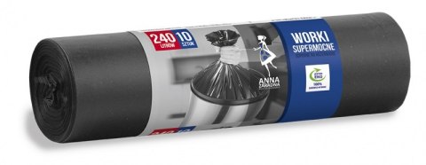 Worki na śmieci ANNA ZARADNA, supermocne, 240 l, 10 szt., czarny Worki na śmieci ANNA ZARADNA, supermocne, 240 l, 10 szt., czarny