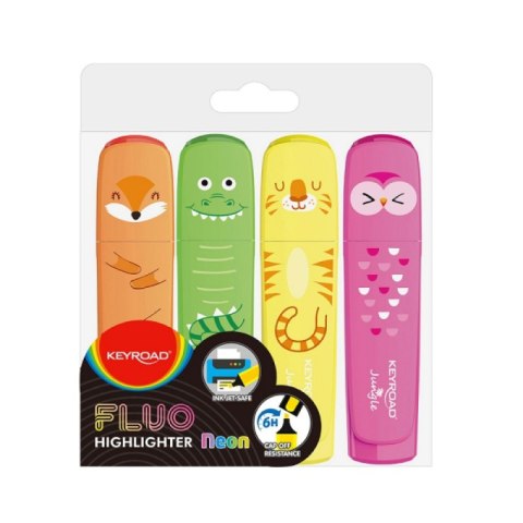 Zakreślacz KEYROAD Fluo Jungle, 1-5 mm, 4 szt., etui, mix kolorów Zakreślacz KEYROAD Fluo Jungle, 1-5 mm, 4 szt., etui, mix kolorów