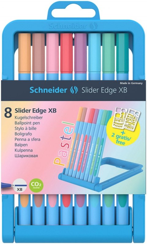 Zestaw długopisów w etui SCHNEIDER Slider Edge Pastel, XB, 8 szt., mix kolorów Zestaw długopisów w etui SCHNEIDER Slider Edge Pastel, XB, 8 szt., mix kolorów