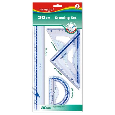 Zestaw geometryczny KEYROAD, z linijką 30cm, zawieszka, transparentny Zestaw geometryczny KEYROAD, z linijką 30cm, zawieszka, transparentny