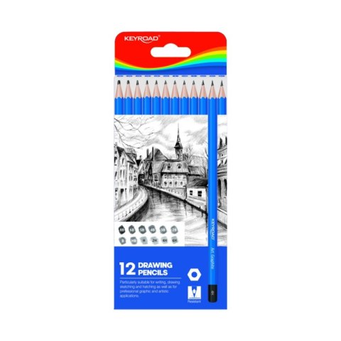 Zestaw ołówków do szkicowania KEYROAD, 8,8 x 21,4 x 0,9 cm, 12 sztuk, zawieszka Zestaw ołówków do szkicowania KEYROAD, 8,8 x 21,4 x 0,9 cm, 12 sztuk, zawieszka
