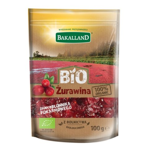 Bio żurawina suszona z sokiem jabłkowym, Bakalland, 100g Bio żurawina suszona z sokiem jabłkowym, Bakalland, 100g
