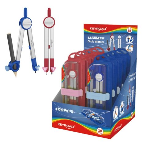 Cyrkiel KEYROAD Circle Master, metalowy, etui z blokadą, zawieszka, mix kolorów Cyrkiel KEYROAD Circle Master, metalowy, etui z blokadą, zawieszka, mix kolorów