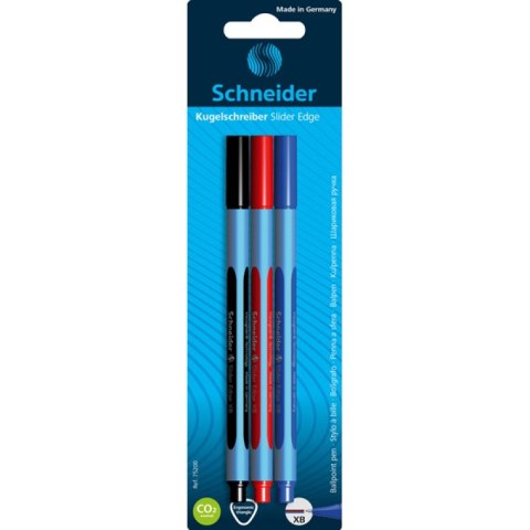 Długopis SCHNEIDER Slider Edge, XB 1,4mm, 3 szt., blister, mix kolorów Długopis SCHNEIDER Slider Edge, XB 1,4mm, 3 szt., blister, mix kolorów