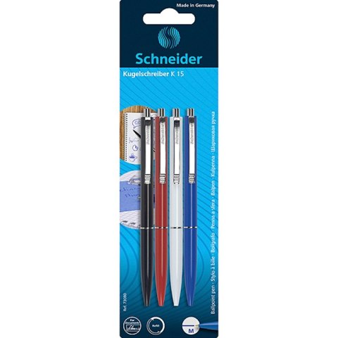 Długopis automatyczny SCHNEIDER K15, 4 szt., blister Długopis automatyczny SCHNEIDER K15, 4 szt., blister
