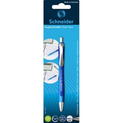Długopis automatyczny SCHNEIDER Slider Rave, XB, 1szt., blister, niebieski Długopis automatyczny SCHNEIDER Slider Rave, XB, 1szt., blister, niebieski