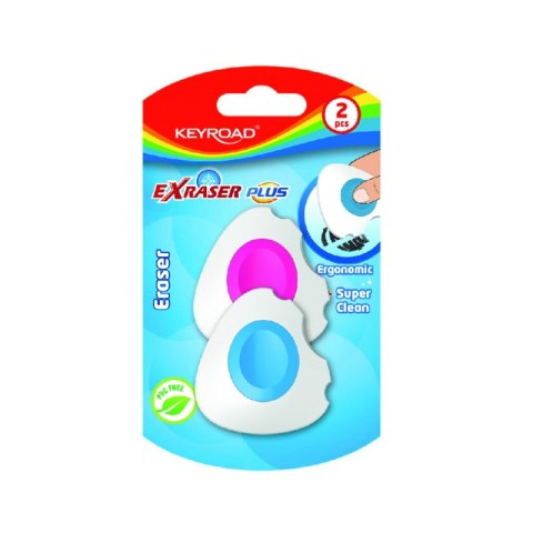 Gumka do ścierania KEYROAD, exraser plus, 2 szt., blister, mix kolorów Gumka do ścierania KEYROAD, exraser plus, 2 szt., blister, mix kolorów