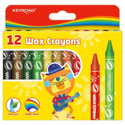 Kredki świecowe KEYROAD, 11x100mm, 12szt., zawieszka, mix kolorów Kredki świecowe KEYROAD, 11x100mm, 12szt., zawieszka, mix kolorów