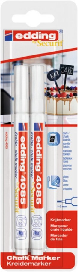Marker kredowy e-4085 EDDING, 1-2 mm, blister, 2 szt., biały